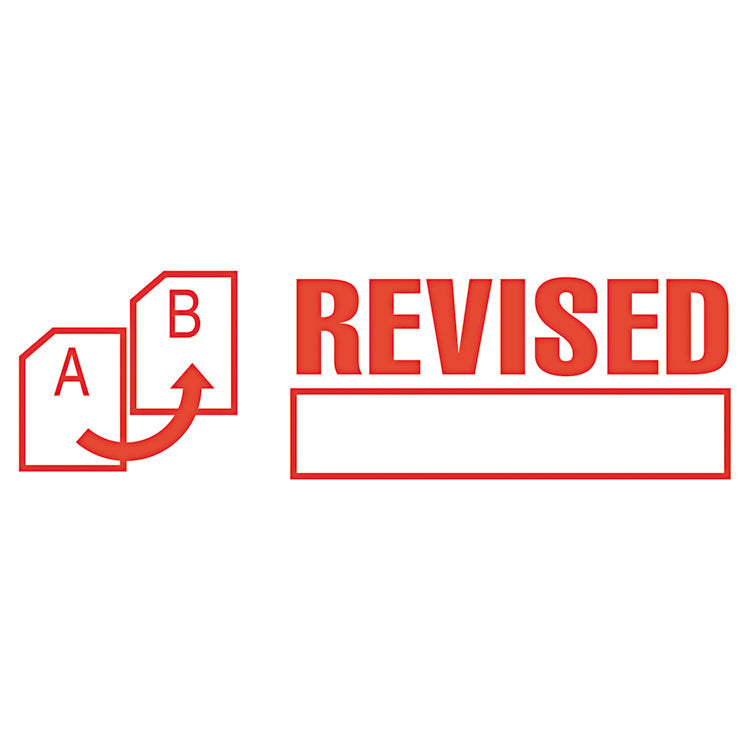 ACCUSTAMP2® Pre-Inked Shutter Stamp, Red, REVISED, 1.63 x 0.5 (COS035587) Each