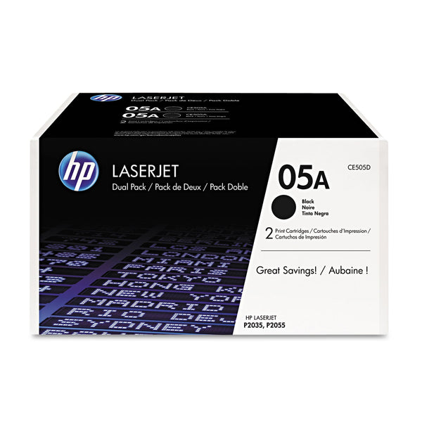 HP HP 05A, (CE505D) 2-Pack Black Original LaserJet Toner Cartridges (HEWCE505D)