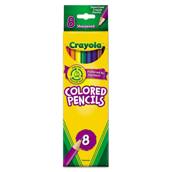 Crayola® Long-Length Colored Pencil Set, 3.3 mm, 2B, Assorted Lead and Barrel Colors, 8/Pack (CYO684008) 1 Pack of 8