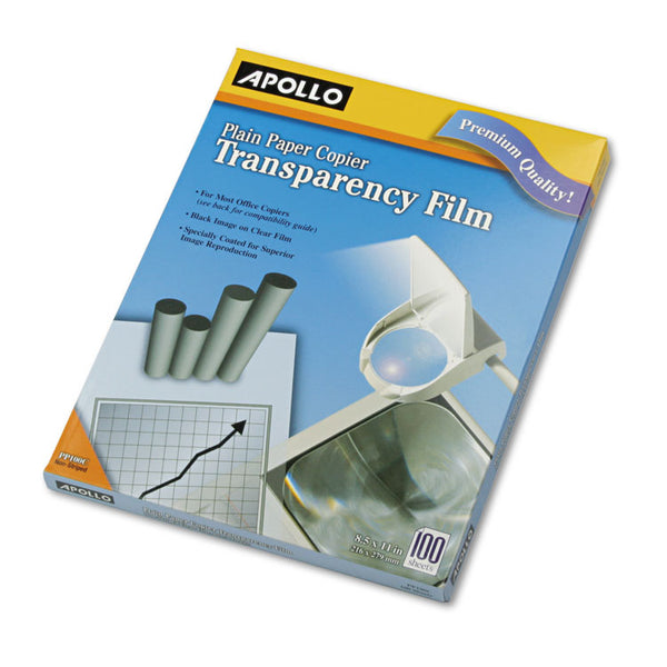 Apollo® Plain Paper Transparency Film, 8.5 x 11, Black on Clear, 100/Box (APOPP100C) Box of 100