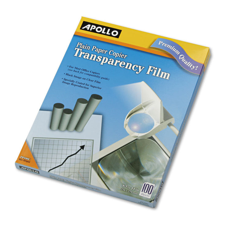 Apollo® Plain Paper Transparency Film, 8.5 x 11, Black on Clear, 100/Box (APOPP100C) Box of 100