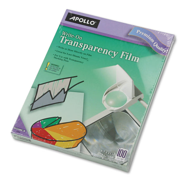 Apollo® Write-On Transparency Film, 8.5 x 11, 100/Box (APOWO100CB) Box of 100 Sheets