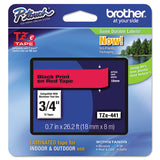 Brother P-Touch® TZe Standard Adhesive Laminated Labeling Tape, 0.7" x 26.2 ft, Black on Red (BRTTZE441)