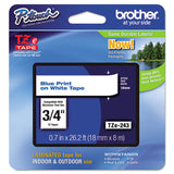 Brother P-Touch® TZe Standard Adhesive Laminated Labeling Tape, 0.7" x 26.2 ft, Blue on White (BRTTZE243)