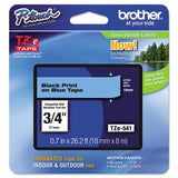 Brother P-Touch® TZe Standard Adhesive Laminated Labeling Tape, 0.7" x 26.2 ft, Black on Blue (BRTTZE541)