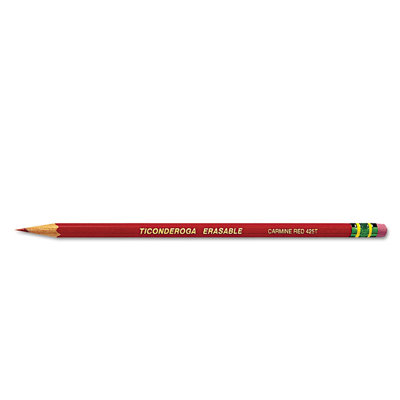 Erasable Colored Pencils, 2.6 mm, 2B, Carmine Red Lead, Carmine Red Barrel, 12/Pack (DIX142590002) Pack of 12