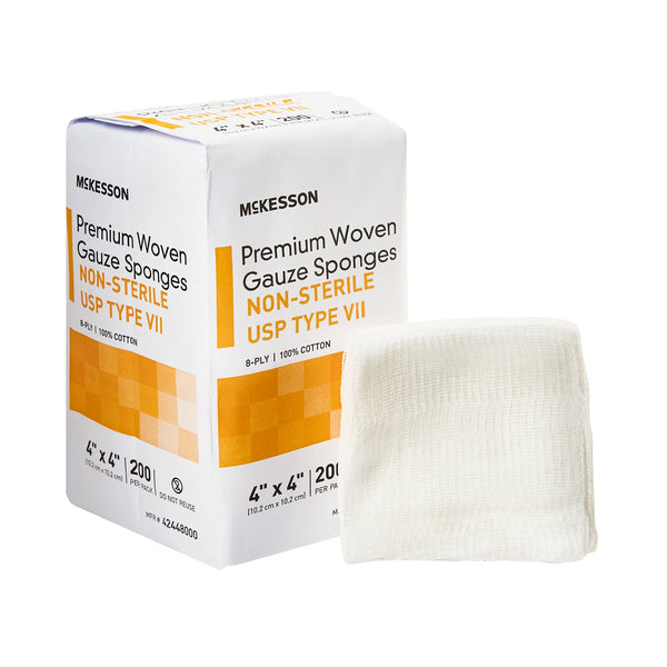 McKesson Gauze Sponge 4 X 4 Inch 8-Ply NonSterile 200 per Pack (1043631_PK) 200/PK
