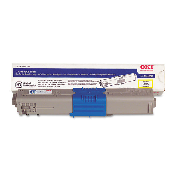 Oki Toner Cartridge, 3,000 Page Yield, Yellow (OKI44469701)