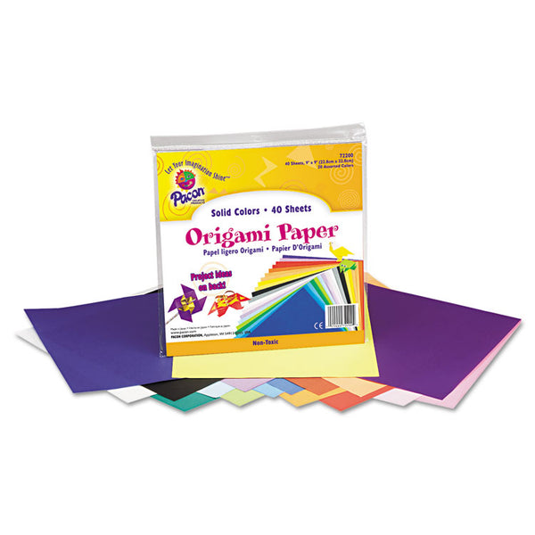 Pacon® Origami Paper, 30 lb Bond Weight, 9 x 9, Assorted Bright Colors, 40/Pack (PAC72200) Pack of 40