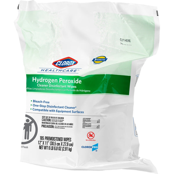 Clorox Healthcare® Surface Disinfectant Cleaner Premoistened Hydrogen Peroxide Based Manual Pull Wipe 185 Count Pouch Unscented NonSterile (800194_CT) 1/CT