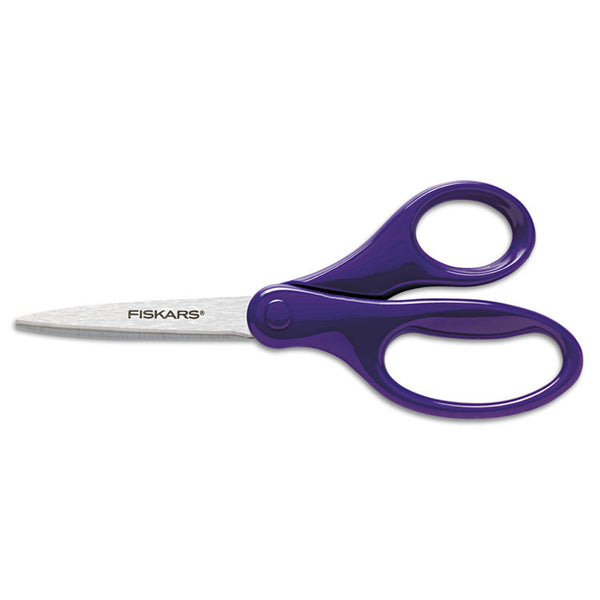 Fiskars® Kids/Student Scissors, Pointed Tip, 7" Long, 2.75" Cut Length, Assorted Straight Handles (FSK1294587097J)