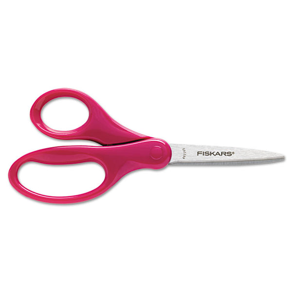 Fiskars® Kids/Student Scissors, Pointed Tip, 7" Long, 2.75" Cut Length, Assorted Straight Handles (FSK1294587097J)