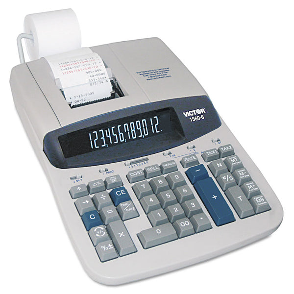 Victor® 1560-6 Two-Color Ribbon Printing Calculator, Black/Red Print, 5.2 Lines/Sec (VCT15606)