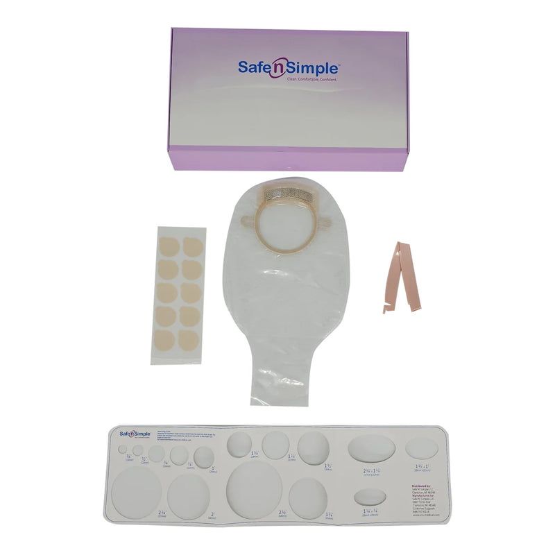 Safe n Simple™ Ostomy Pouch Two-Piece System 12 Inch Length Without Barrier Drainable (1242508_BX) 10/BX