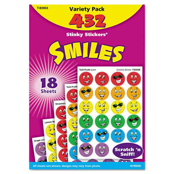 TREND® Stinky Stickers Variety Pack, Smiles, Assorted Colors, 432/Pack (TEPT83903) Each