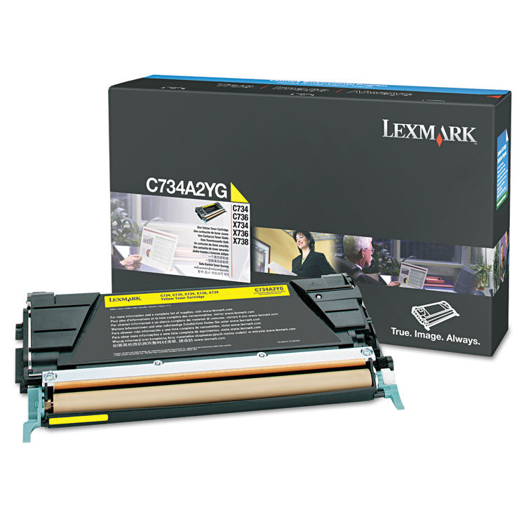 Lexmark™ C734A2YG Toner, 6,000 Page-Yield, Yellow (LEXC734A2YG) Each