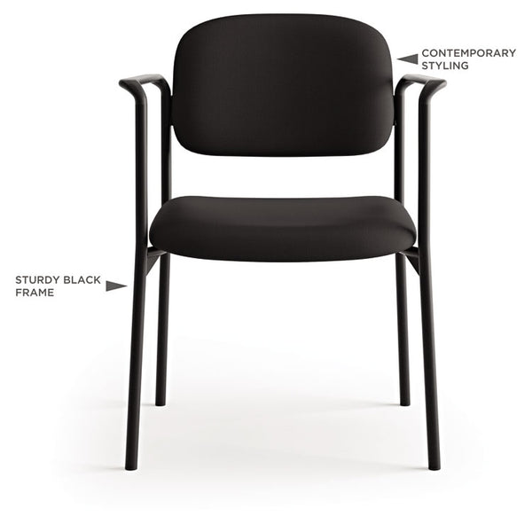 HON® VL616 Stacking Guest Chair with Arms, Fabric Upholstery, 23.25" x 21" x 32.75", Charcoal Seat, Charcoal Back, Black Base (BSXVL616VA19)