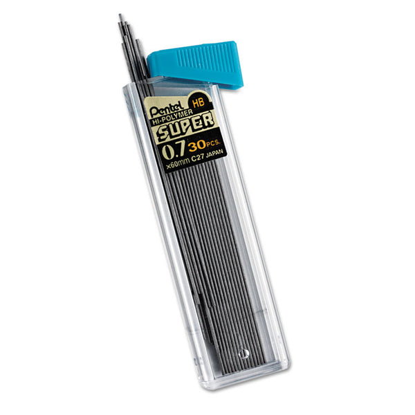 Pentel® Super Hi-Polymer Lead Refills, 0.7 mm, HB, Black, 30/Tube (PENC27HB) Tube of 30