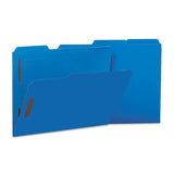 Universal® Deluxe Reinforced Top Tab Fastener Folders, 0.75" Expansion, 2 Fasteners, Letter Size, Blue Exterior, 50/Box (UNV13521) Box of 50