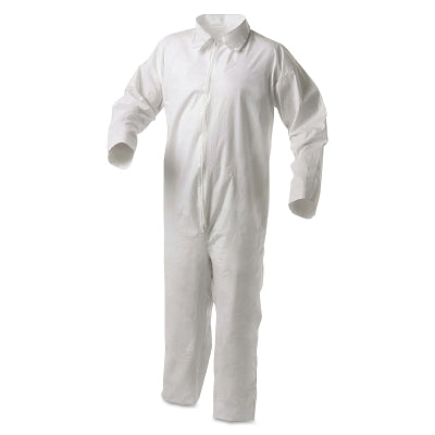 Ansell A35 Economy Liquid and Particle Protection Coveralls, Zipper Front/Open Wrists/Ankles, White, Lrg (412-38918) 1 / CA
