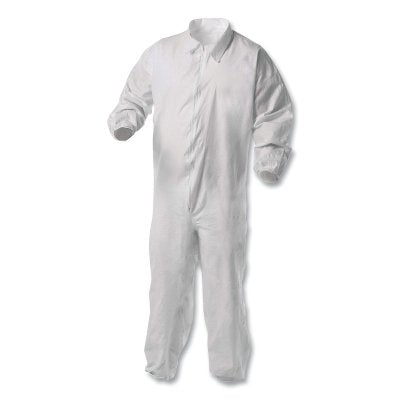 Ansell A35 Economy Liquid and Particle Protection Coveralls, Zipper Front/Elastic Wrists/Ankles, White, XL (412-38929) 1 / CA