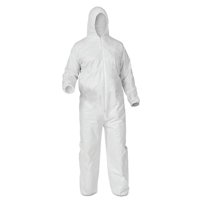 Ansell A35 Economy Liquid and Particle Protection Coveralls, Zipper Front/Elastic Wrists/Ankles/Hood, White, XL (412-38939) 1 / CA