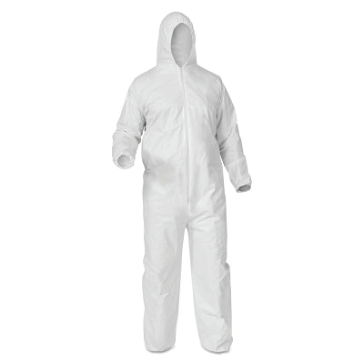 Ansell A35 Economy Liquid and Particle Protection Coveralls, Zipper Front/Hood/Boots/Elastic Wrists/Ankles, White, XL (412-38950) 1 / CA
