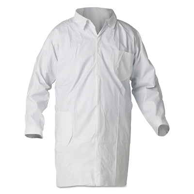 Ansell A40 Liquid and Particle Protection Lab Coat, Large, Microporous Film Laminate, White, No Pockets (412-44443) 30 EA / CA