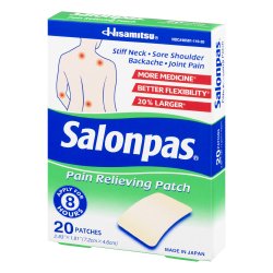 Salonpas® Topical Pain Relief 3.1% - 6% - 10% Strength Camphor / Menthol / Methyl Salicylate Patch 20 per Box (1017478_CT) 20/CT