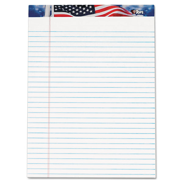TOPS™ American Pride Writing Pad, Wide/Legal Rule, Red/White/Blue Headband, 50 White 8.5 x 11.75 Sheets, 12/Pack (TOP75111)
