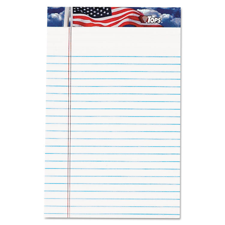 TOPS™ American Pride Writing Pad, Narrow Rule, Red/White/Blue Headband, 50 White 5 x 8 Sheets, 12/Pack (TOP75101) Pack of 12