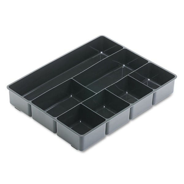 Rubbermaid® Extra Deep Desk Drawer Director Tray, Seven Compartments, 11.88 x 15 x 2.5, Plastic, Black (RUB11906ROS)