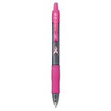 Pilot® G2 Premium Breast Cancer Awareness Gel Pen, Retractable, Fine 0.7 mm, Black Ink, Smoke/Pink Barrel, 2/Pack (PIL31331) Pack of 2