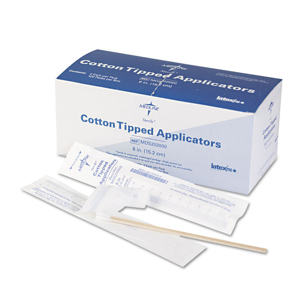 Medline Cotton-Tipped Applicators, 6", 100 Applicators/Box (MIIMDS202000)