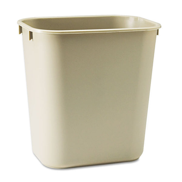 Rubbermaid® Commercial Deskside Plastic Wastebasket, 3.5 gal, Plastic, Beige (RCP295500BG)