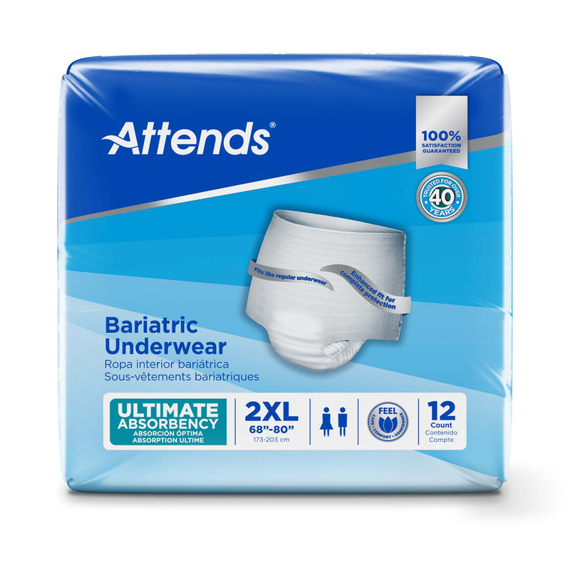 Attends® Bariatric Unisex Adult Absorbent Underwear Pull On with Tear Away Seams 2X-Large Disposable Heavy Absorbency (950228_CS) 48/CS