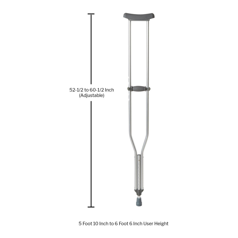 McKesson Underarm Crutches Tall Adult 5 Foot 10 Inch to 6 Foot 6 Inch User Height Aluminum Frame 350 lbs. Weight Capacity (1065232_PR) 1/PR