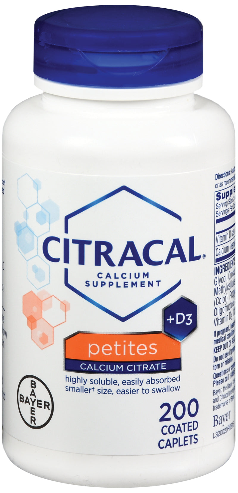Citracal® Petites Joint Health Supplement Vitamin D / Calcium 500 IU - 400 mg Strength Tablet 200 per Bottle (987734_BT) 1/BT