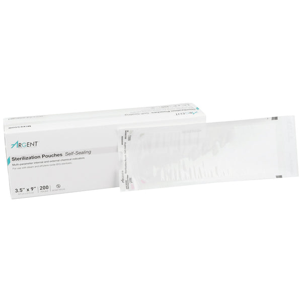 McKesson Argent™ Sure-Check® Sterilization Pouch Ethylene Oxide (EO) Gas / Steam 3-1/2 X 9 Inch Transparent / Blue Self Seal Paper / Film (527134_BX) 1/BX