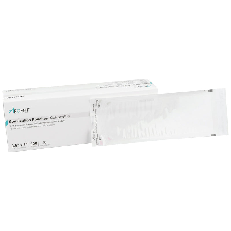 McKesson Argent™ Sure-Check® Sterilization Pouch Ethylene Oxide (EO) Gas / Steam 3-1/2 X 9 Inch Transparent / Blue Self Seal Paper / Film (527134_BX) 1/BX
