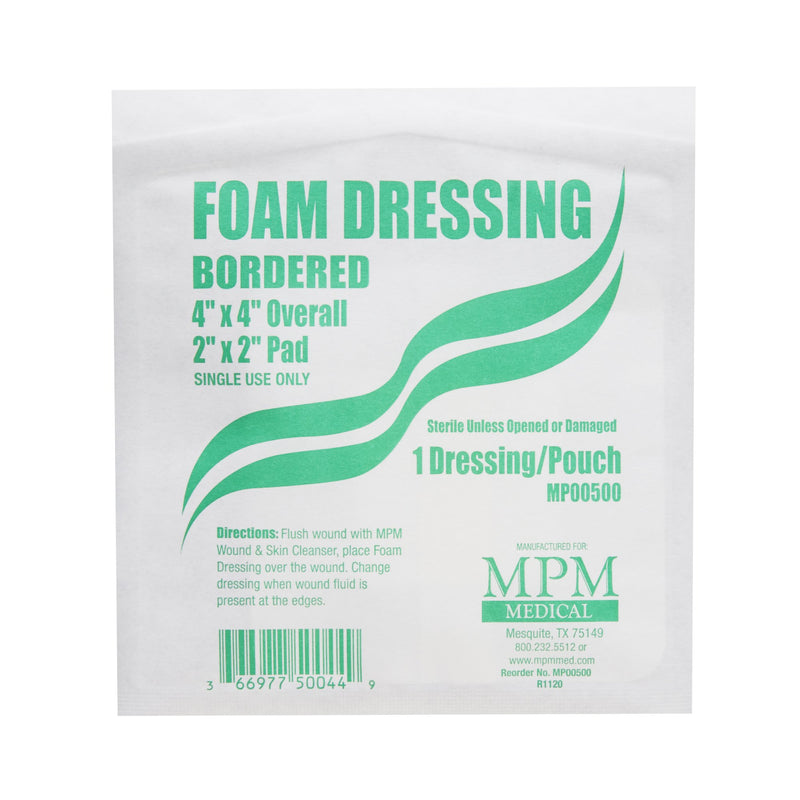 MPM Foam Dressing 4 X 4 Inch With Border Waterproof Backing Adhesive Square Sterile (1170488_EA) 1/EA