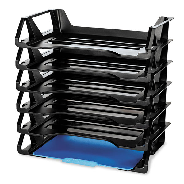 Officemate Recycled Side Load Desk Tray, 6 Sections, Letter Size Files, 15.13" x 8.88" x 15", Black, 6/Pack (OIC26212) Pack of 6
