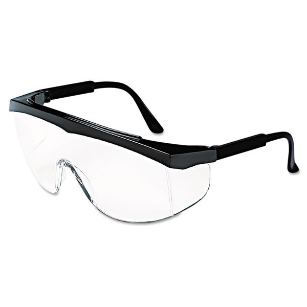 MCR™ Safety Stratos Safety Glasses, Black Frame, Clear Lens, 12/Box (CRWSS110)