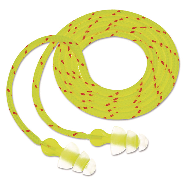 3M Tri-Flange Earplugs, Corded, 26 dB NRR, Yellow/Orange, 400 Pairs (MMMP3001) Box of 100