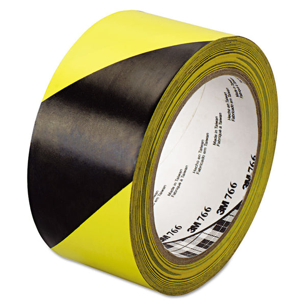 3M™ 766 Hazard Marking Vinyl Tape, 2" x 36 yds, Black/Yellow (MMM02120043181)