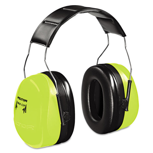 3M™ Peltor Optime 105 Hi-Viz Earmuffs, 30 dB NRR, Hi-Viz Green (MMMH10AHV)