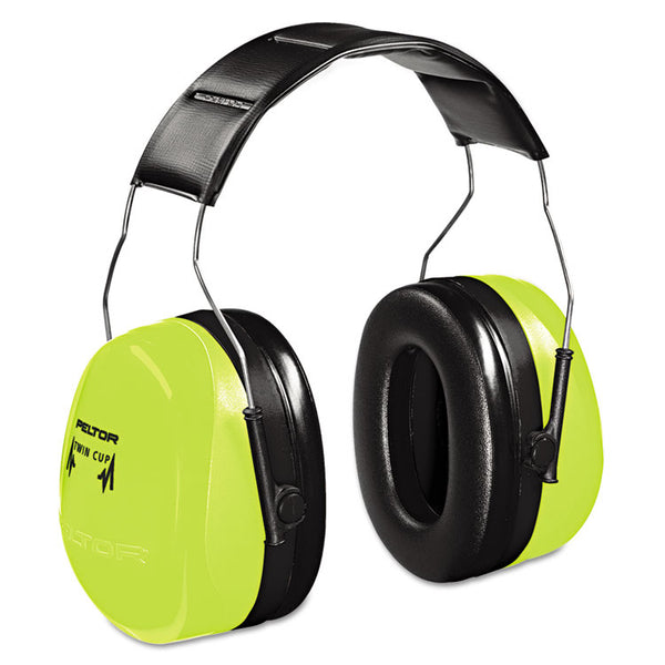 3M™ Peltor Optime 105 Hi-Viz Earmuffs, 30 dB NRR, Hi-Viz Green (MMMH10AHV) Each