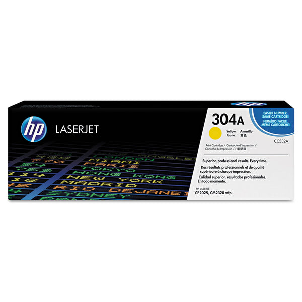 HP HP 304A, (CC532A) Yellow Original LaserJet Toner Cartridge (HEWCC532A)