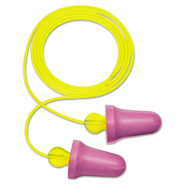 3M™ Peltor No-Touch Single-Use Earplugs, Corded, 29NRR, Purple/Yellow, 100 Pairs (MMMP2001) Box of 100 Pairs