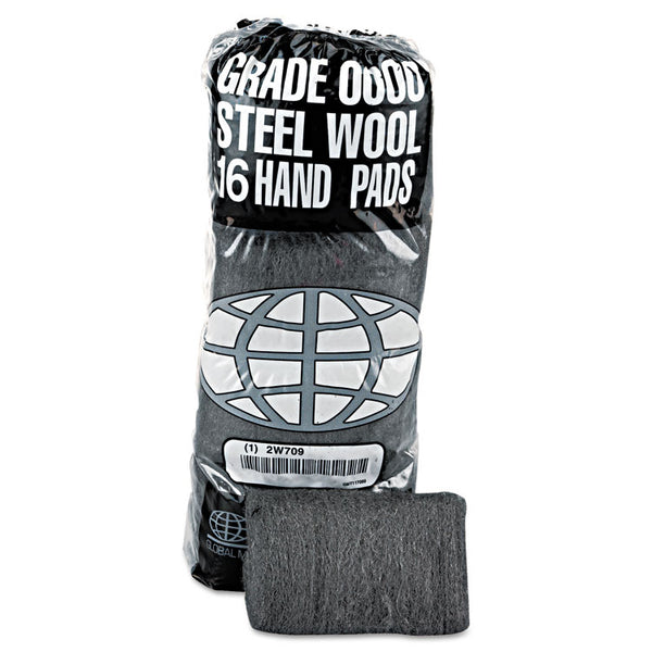 GMT Industrial-Quality Steel Wool Hand Pads, #0000 Super Fine, Steel Gray, 16 Pads/Sleeve, 12 Sleeves/Carton (GMA117000)